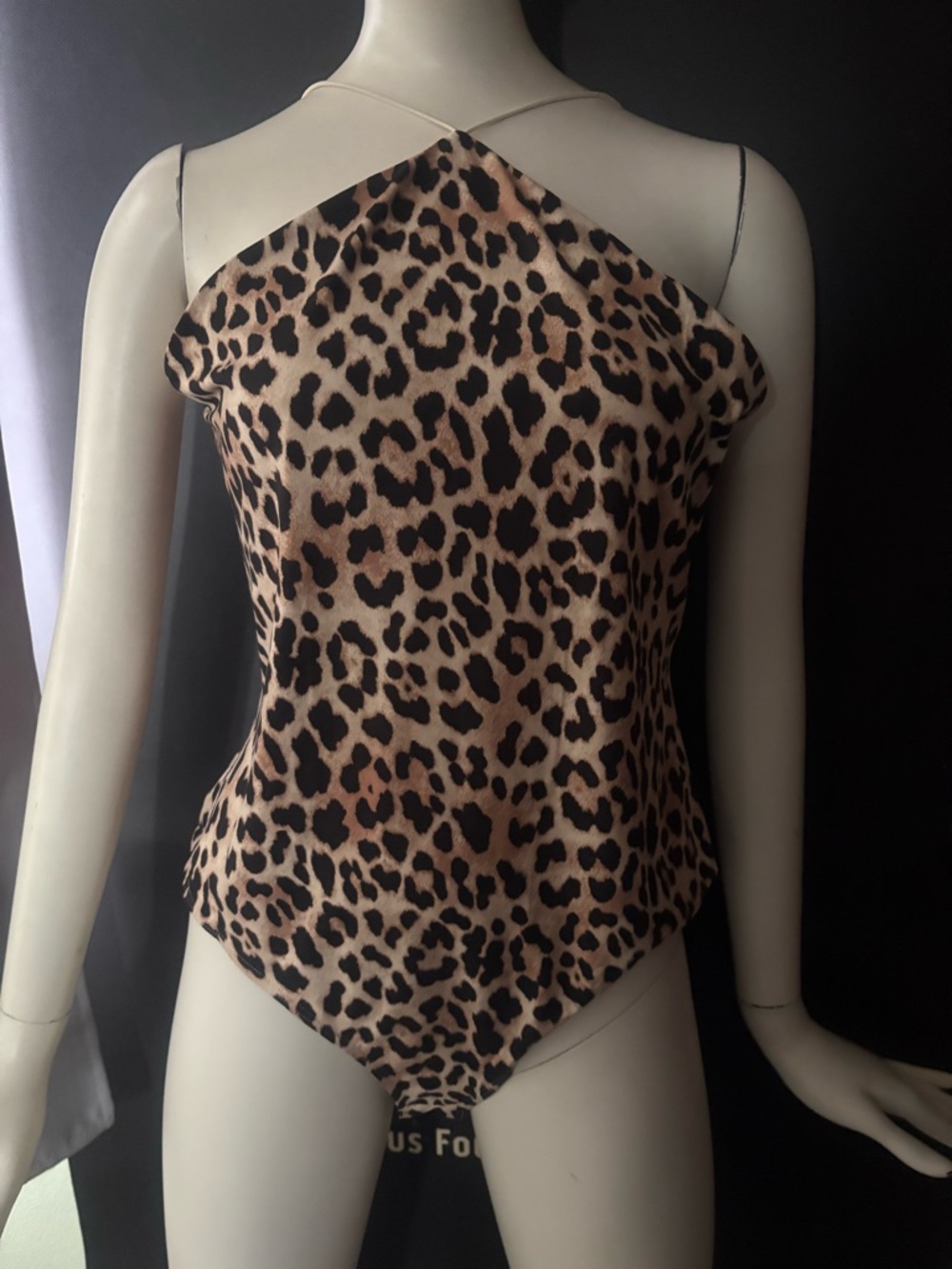 H&M Leopard Print Halter Bodysuit - Beige & Black